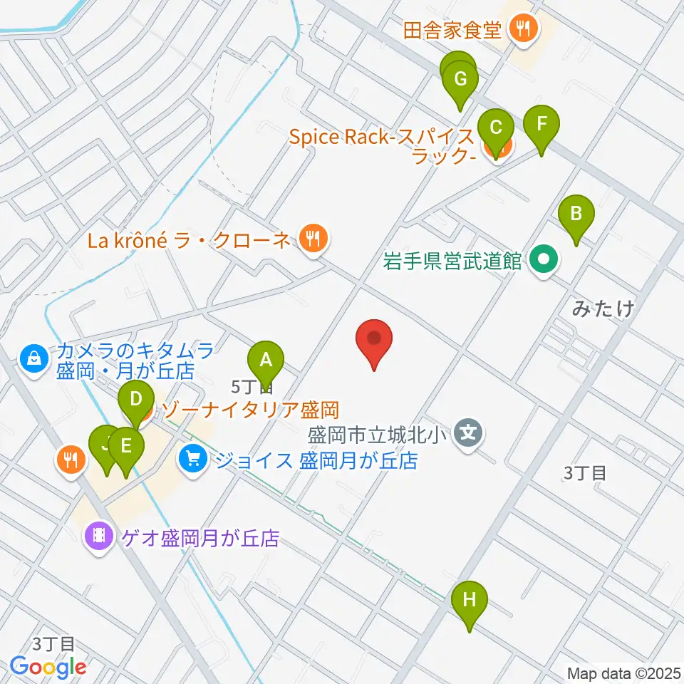 フジスイアイスリンクいわて周辺のファミレス・ファーストフード一覧地図
