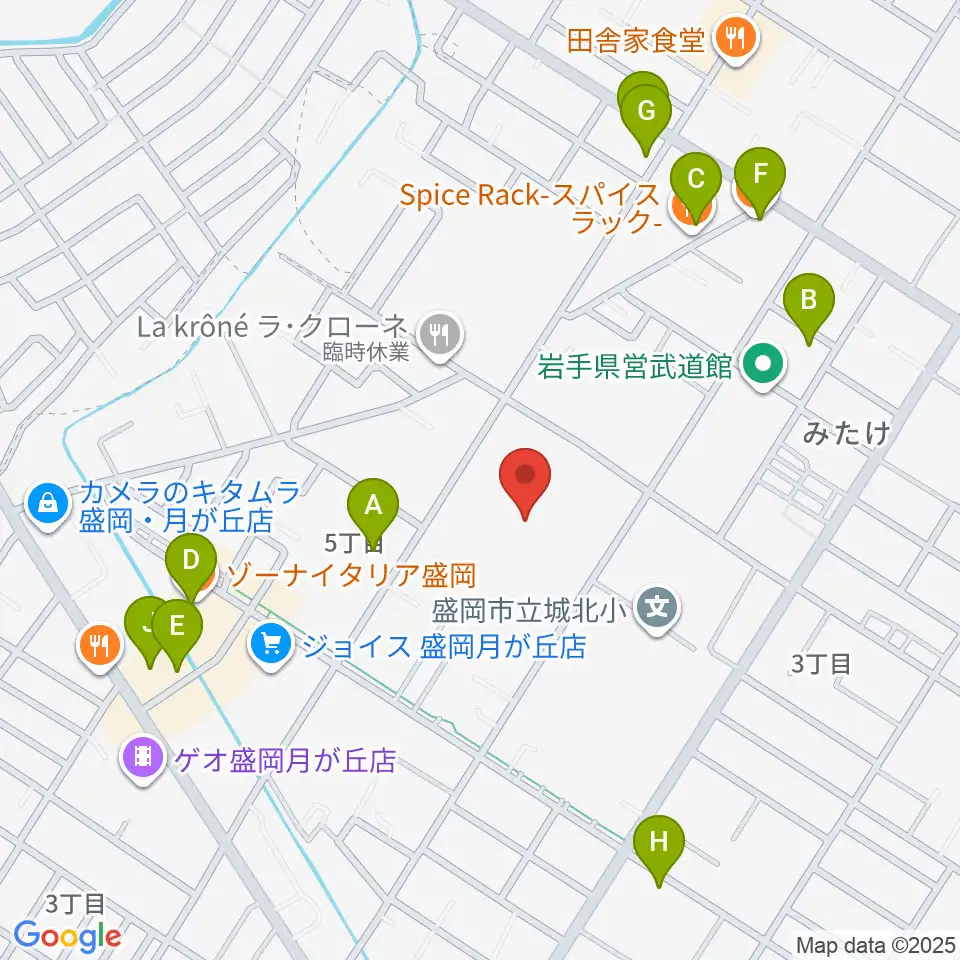 フジスイアイスリンクいわて周辺のファミレス・ファーストフード一覧地図