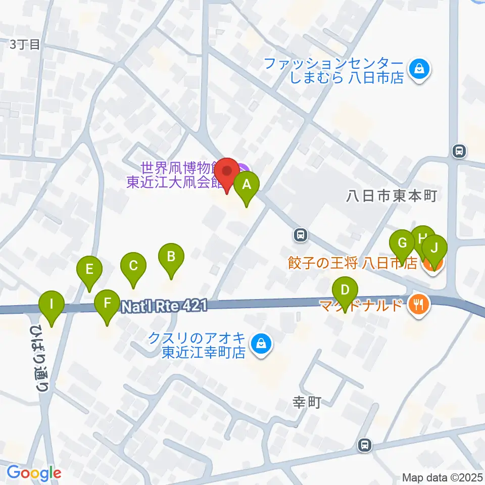 世界凧博物館 東近江大凧会館周辺のファミレス・ファーストフード一覧地図