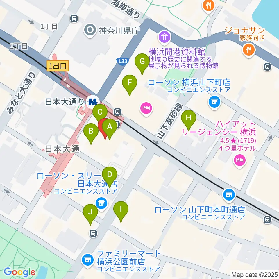 日本新聞博物館周辺のファミレス・ファーストフード一覧地図