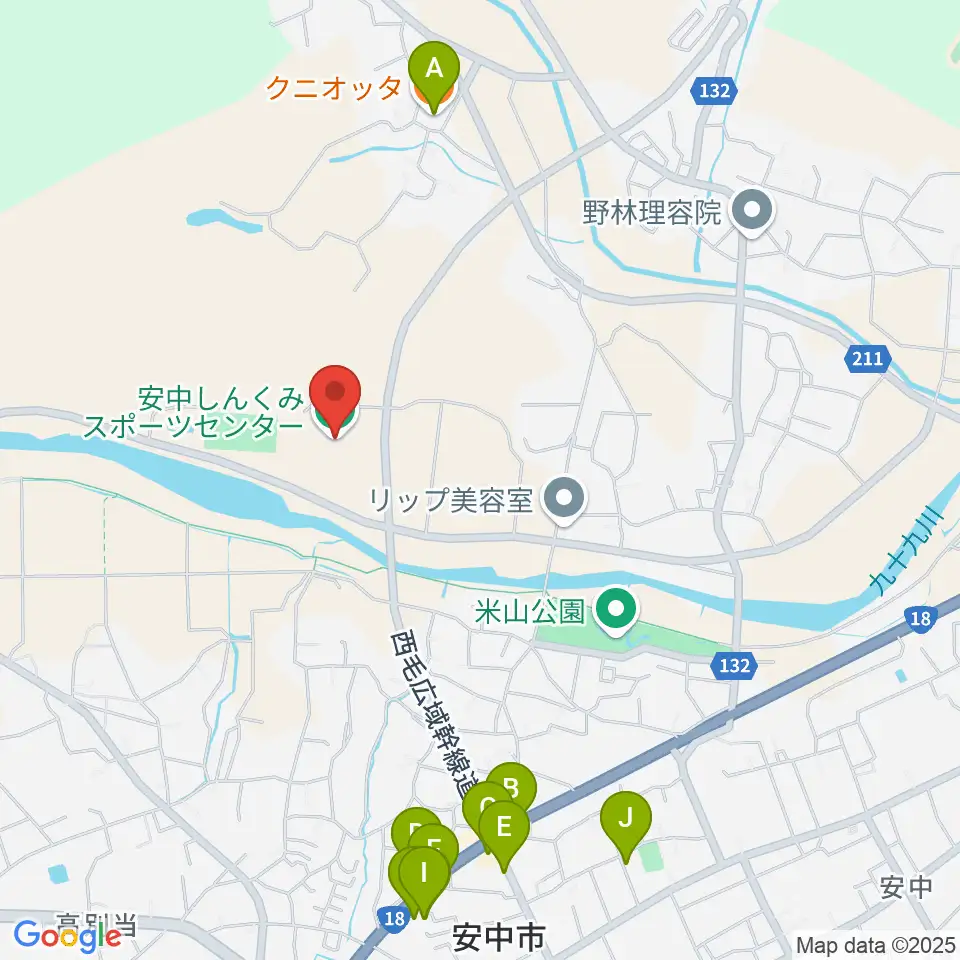 安中しんくみスポーツセンター周辺のファミレス・ファーストフード一覧地図