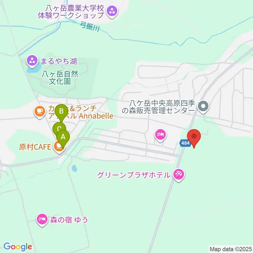 八ヶ岳美術館・原村歴史民俗資料館周辺のファミレス・ファーストフード一覧地図