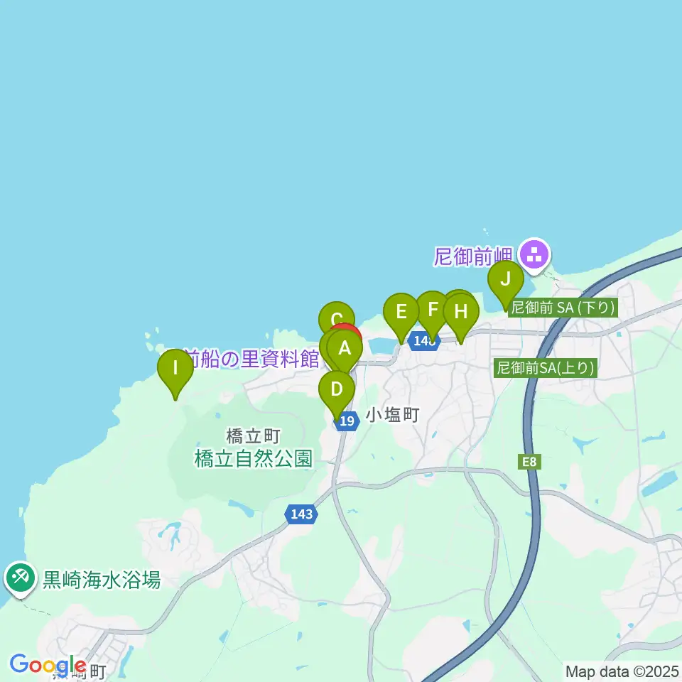 加賀市北前船の里資料館周辺のファミレス・ファーストフード一覧地図