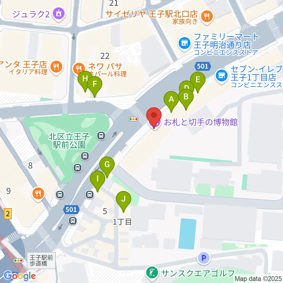 お札と切手の博物館周辺のファミレス・ファーストフード一覧地図