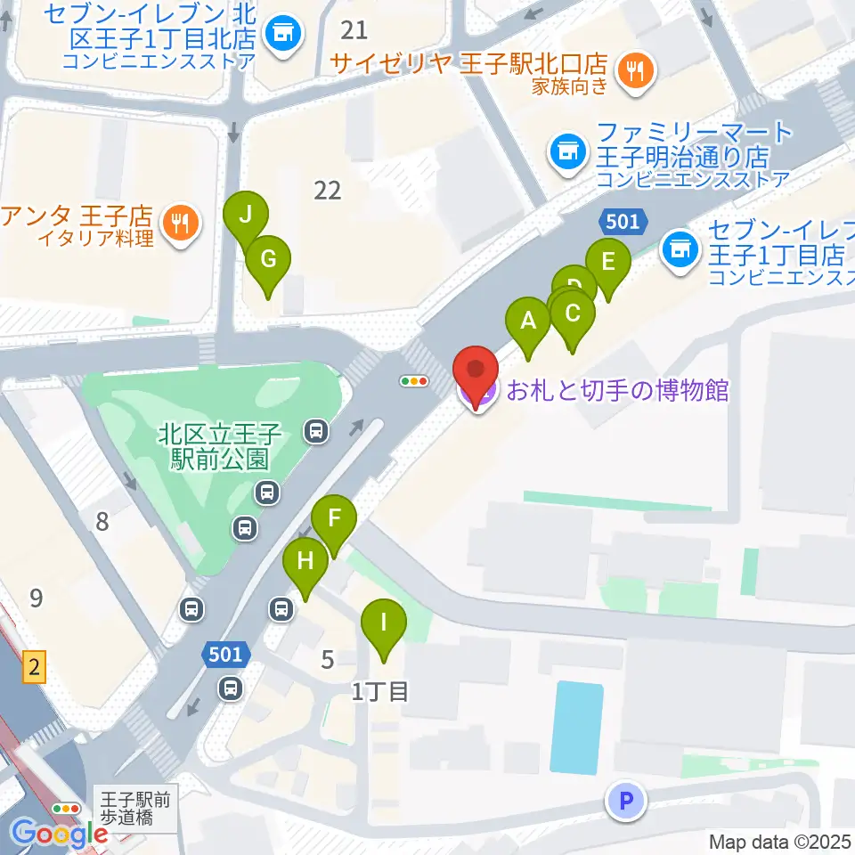 お札と切手の博物館周辺のファミレス・ファーストフード一覧地図