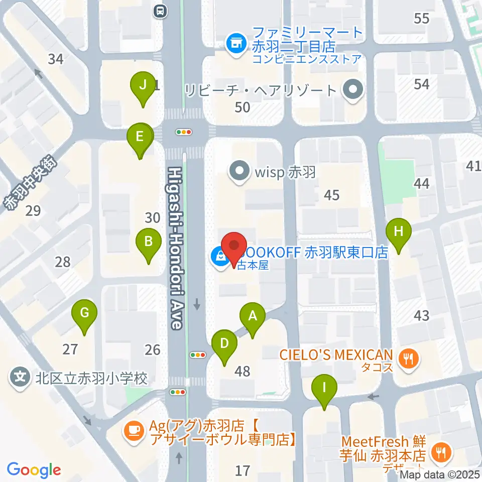 赤羽サウンドスタジオフェイス周辺のファミレス・ファーストフード一覧地図