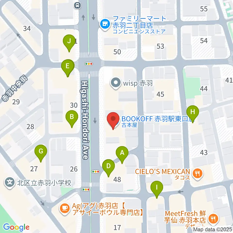 赤羽サウンドスタジオフェイス周辺のファミレス・ファーストフード一覧地図