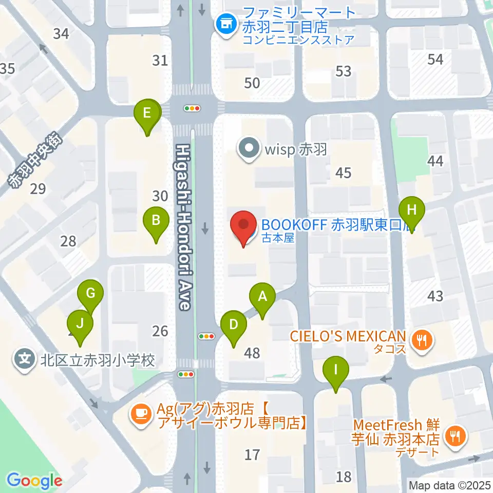 赤羽サウンドスタジオフェイス周辺のファミレス・ファーストフード一覧地図