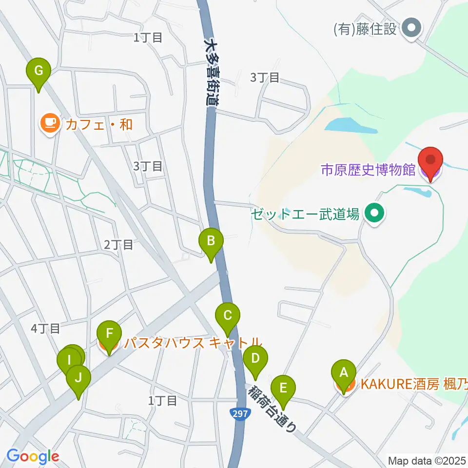 市原歴史博物館周辺のファミレス・ファーストフード一覧地図