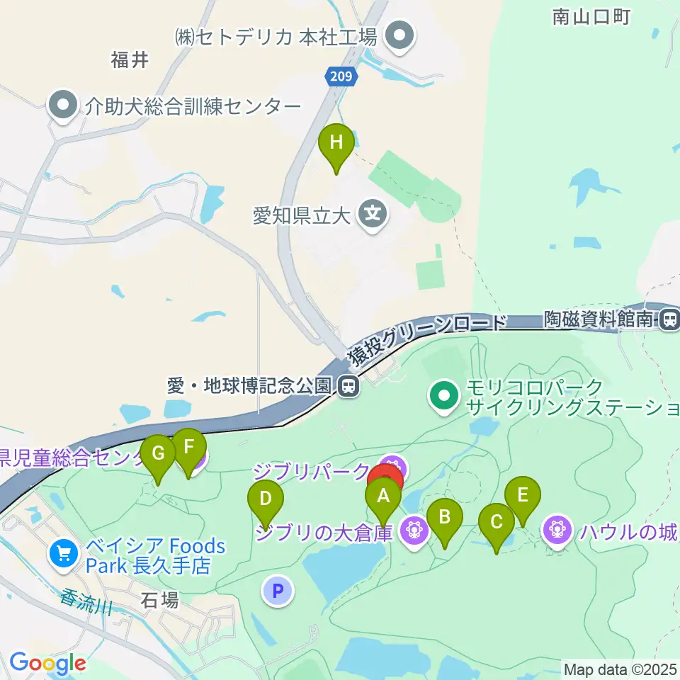 愛・地球博記念公園アイススケート場周辺のファミレス・ファーストフード一覧地図