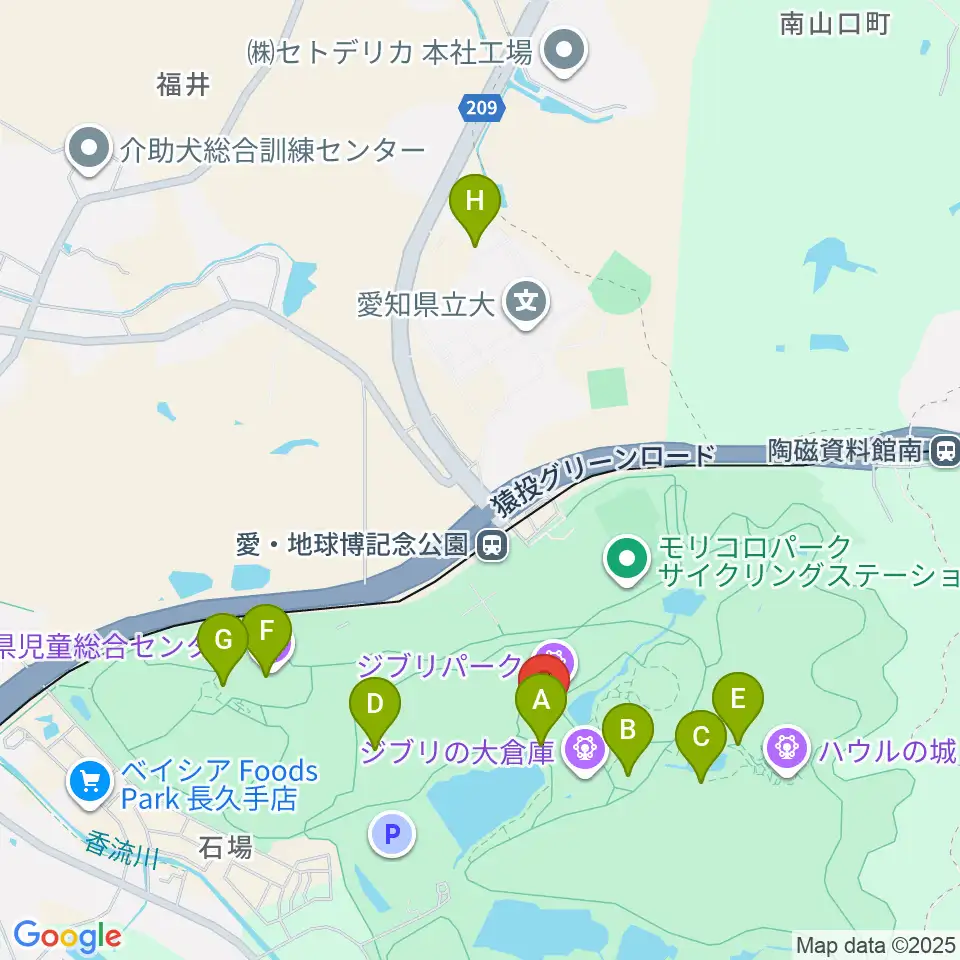 愛・地球博記念公園アイススケート場周辺のファミレス・ファーストフード一覧地図