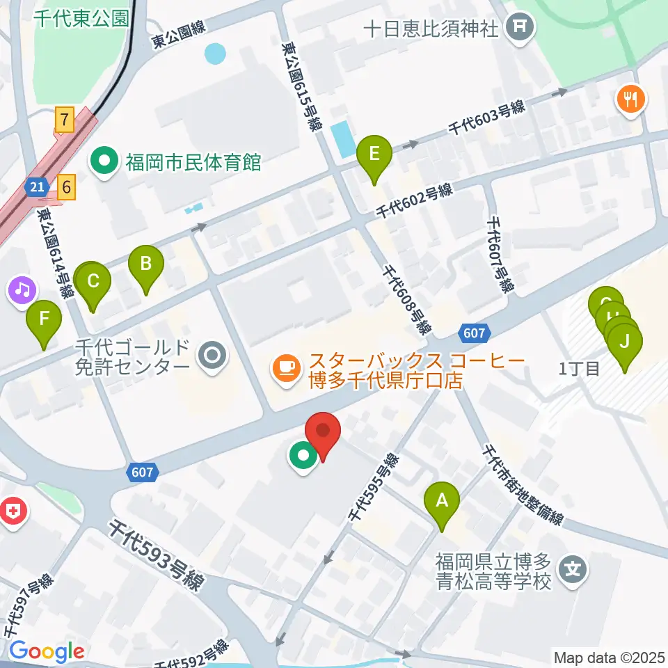 オーヴィジョンアイスアリーナ福岡周辺のファミレス・ファーストフード一覧地図