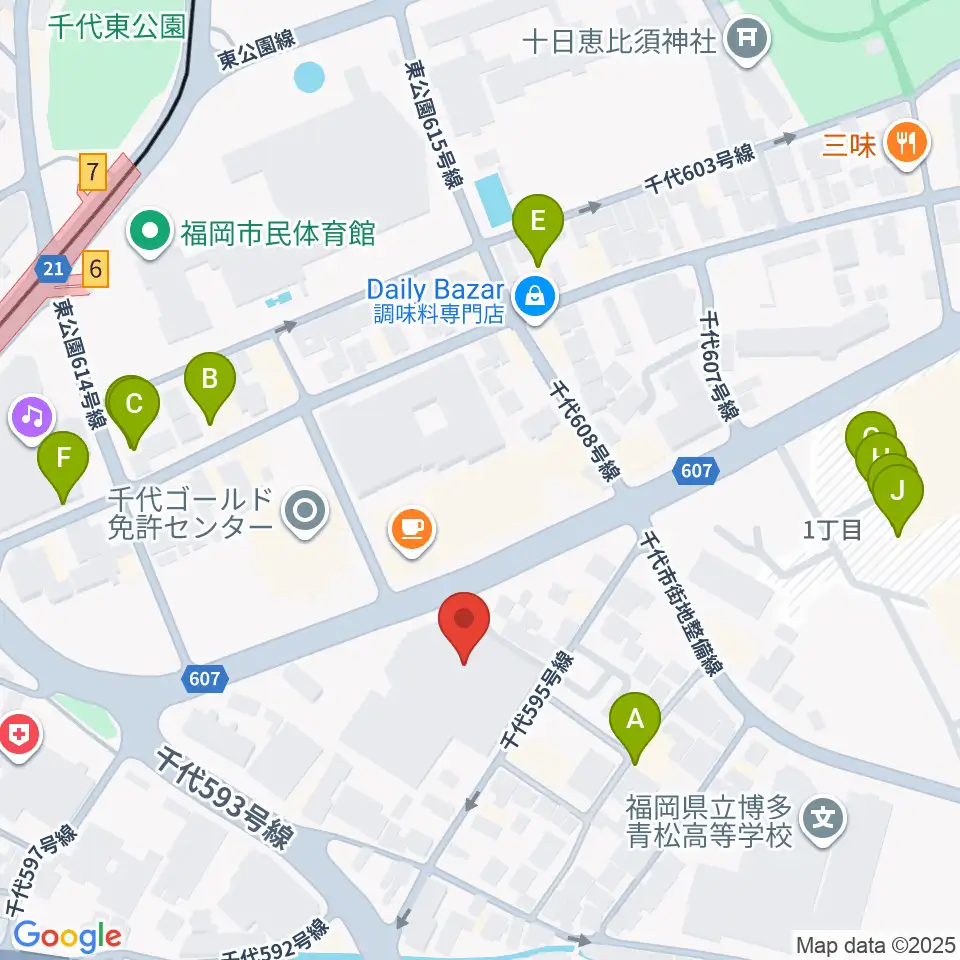 オーヴィジョンアイスアリーナ福岡周辺のファミレス・ファーストフード一覧地図