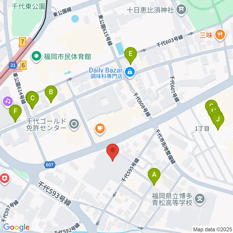 オーヴィジョンアイスアリーナ福岡周辺のファミレス・ファーストフード一覧地図