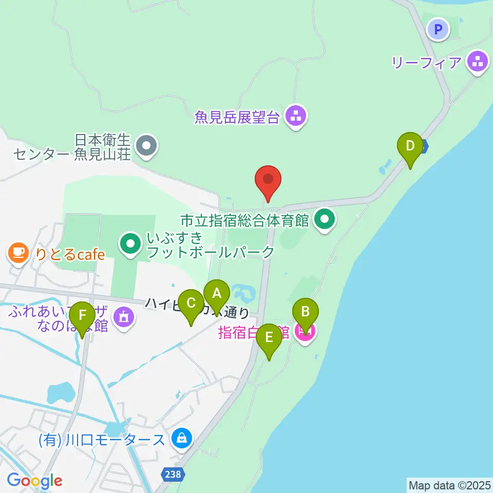 鹿児島水処理スポーツドーム周辺のファミレス・ファーストフード一覧地図
