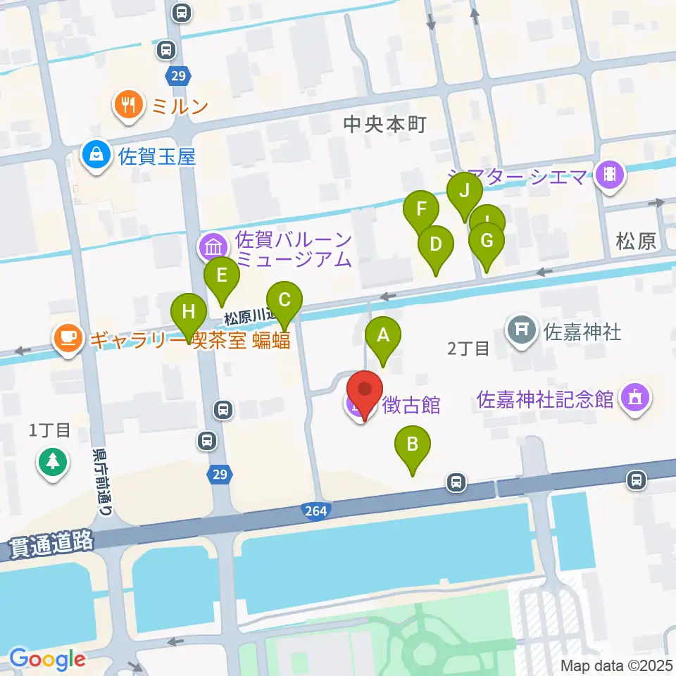 徴古館周辺のファミレス・ファーストフード一覧地図