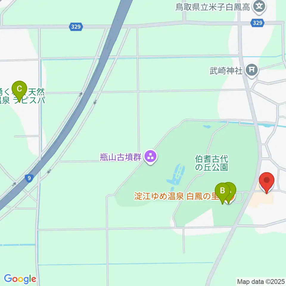 上淀白鳳の丘展示館周辺のファミレス・ファーストフード一覧地図