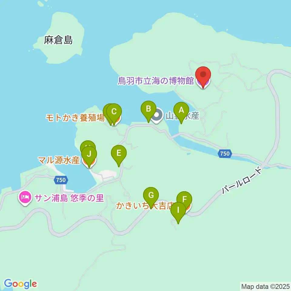 鳥羽市立海の博物館周辺のファミレス・ファーストフード一覧地図