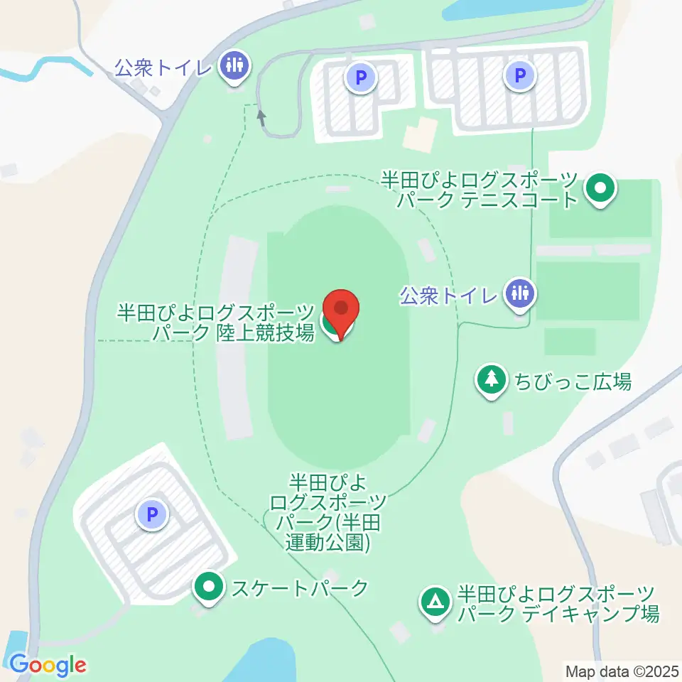 半田ぴよログスポーツパーク陸上競技場周辺のファミレス・ファーストフード一覧地図