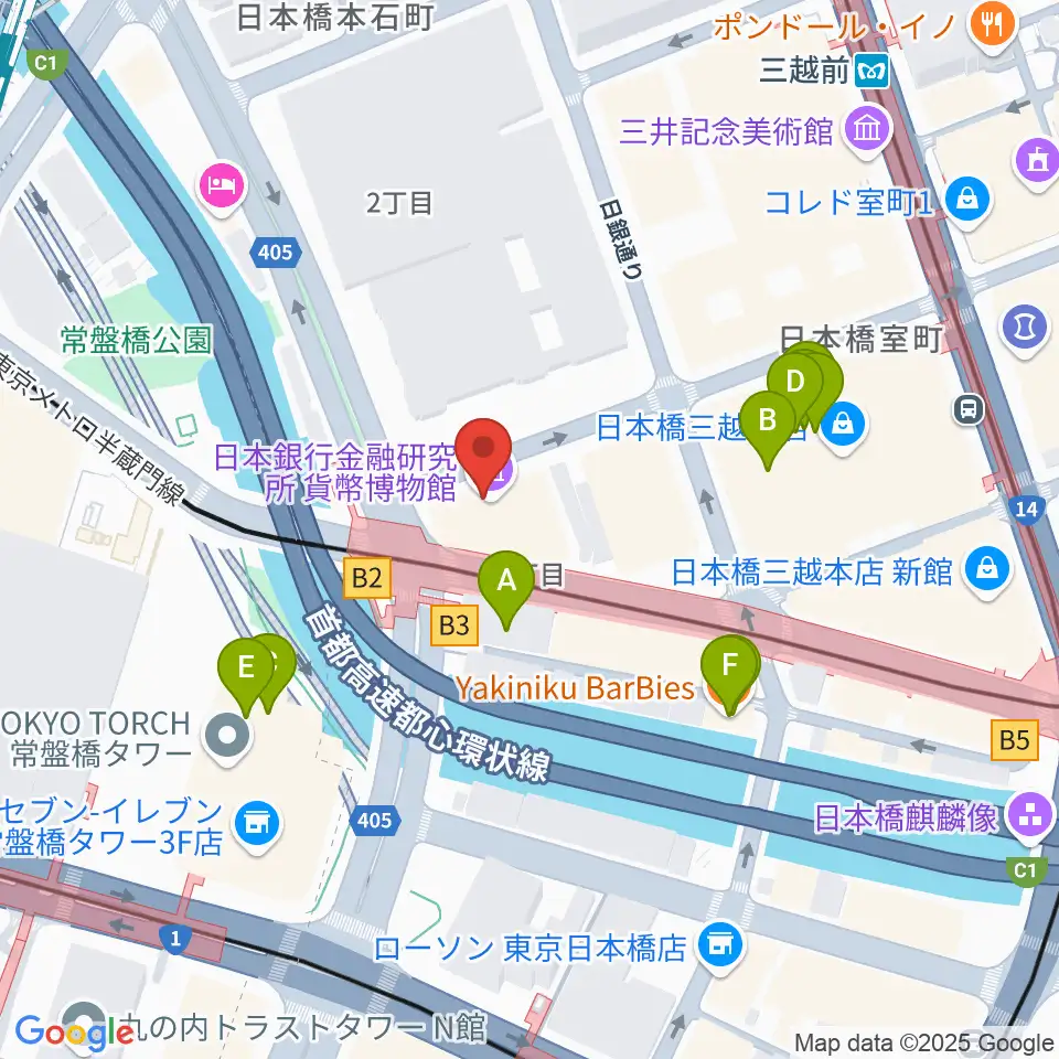 貨幣博物館周辺のファミレス・ファーストフード一覧地図
