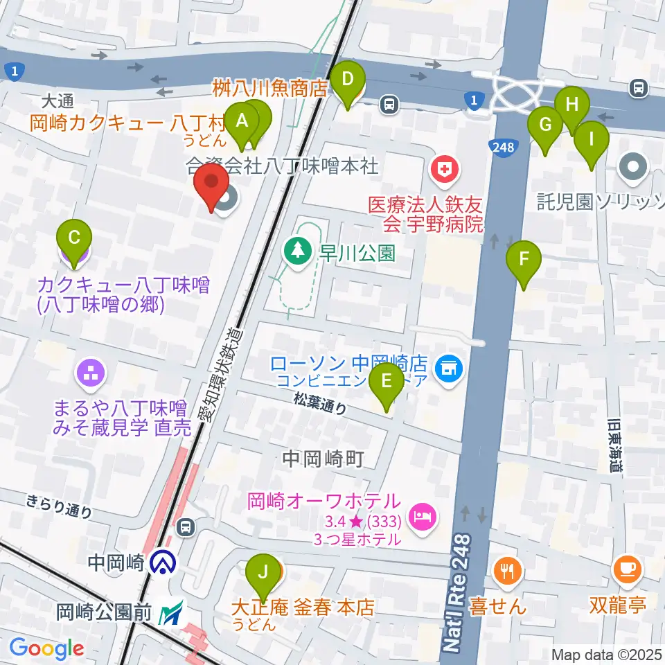八丁味噌の郷 史料館周辺のファミレス・ファーストフード一覧地図