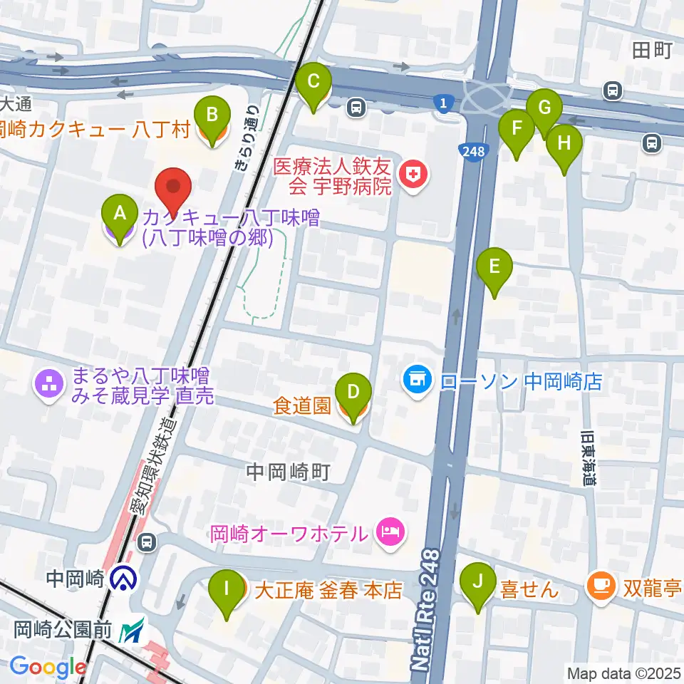 八丁味噌の郷 史料館周辺のファミレス・ファーストフード一覧地図