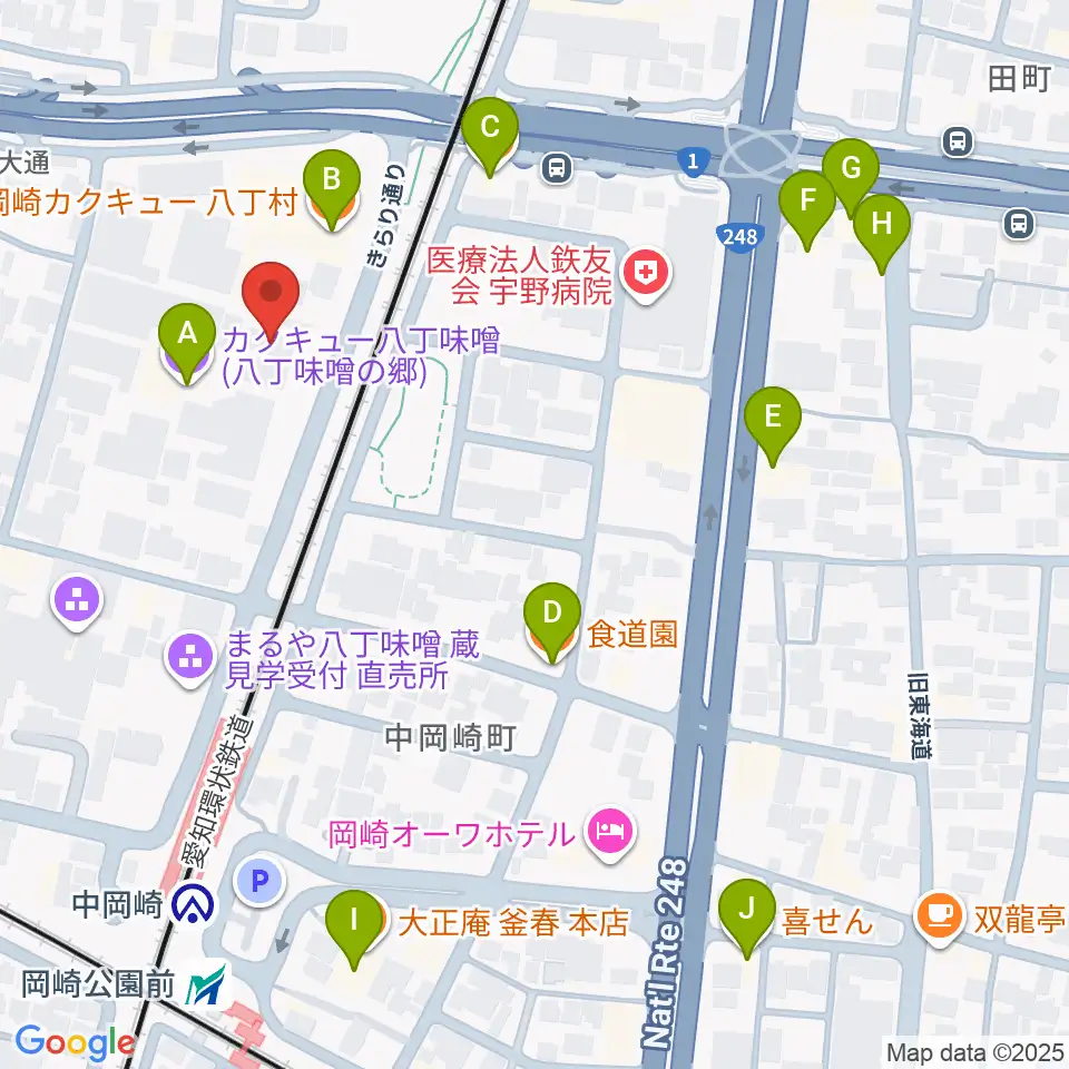 八丁味噌の郷 史料館周辺のファミレス・ファーストフード一覧地図
