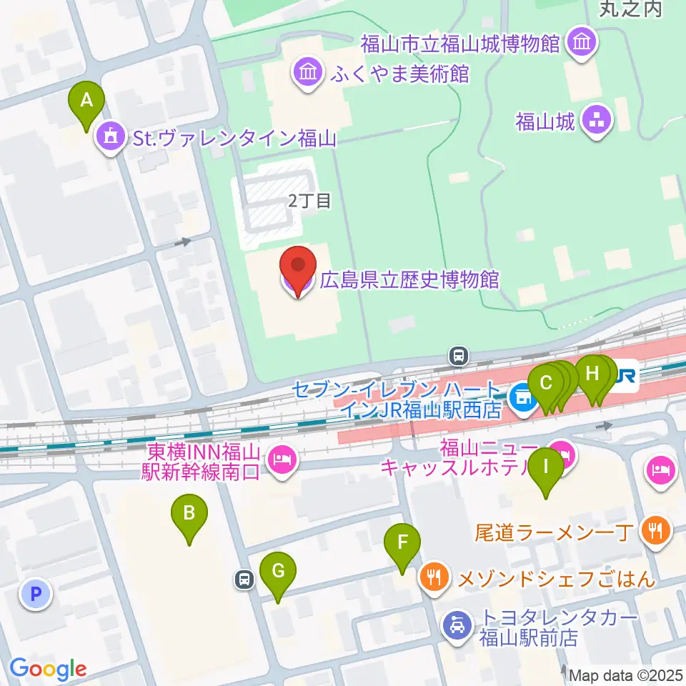 広島県立歴史博物館周辺のファミレス・ファーストフード一覧地図