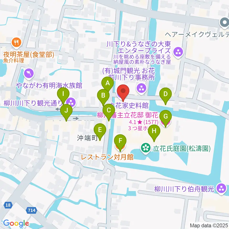 立花家史料館周辺のファミレス・ファーストフード一覧地図