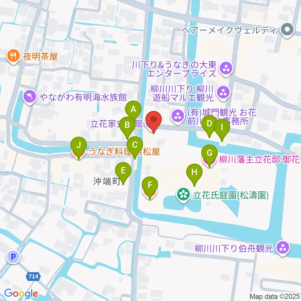立花家史料館周辺のファミレス・ファーストフード一覧地図