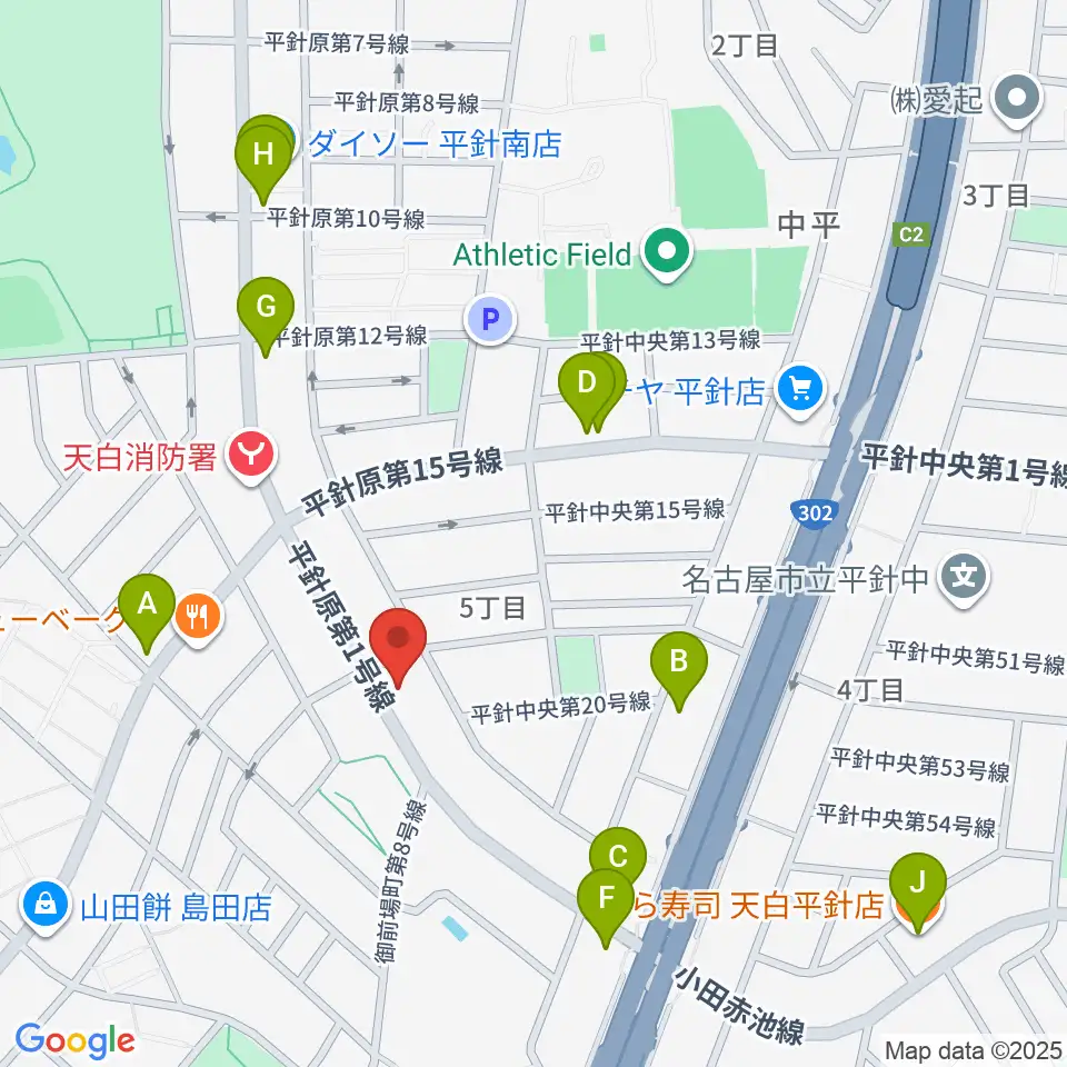 荒木集成館周辺のファミレス・ファーストフード一覧地図