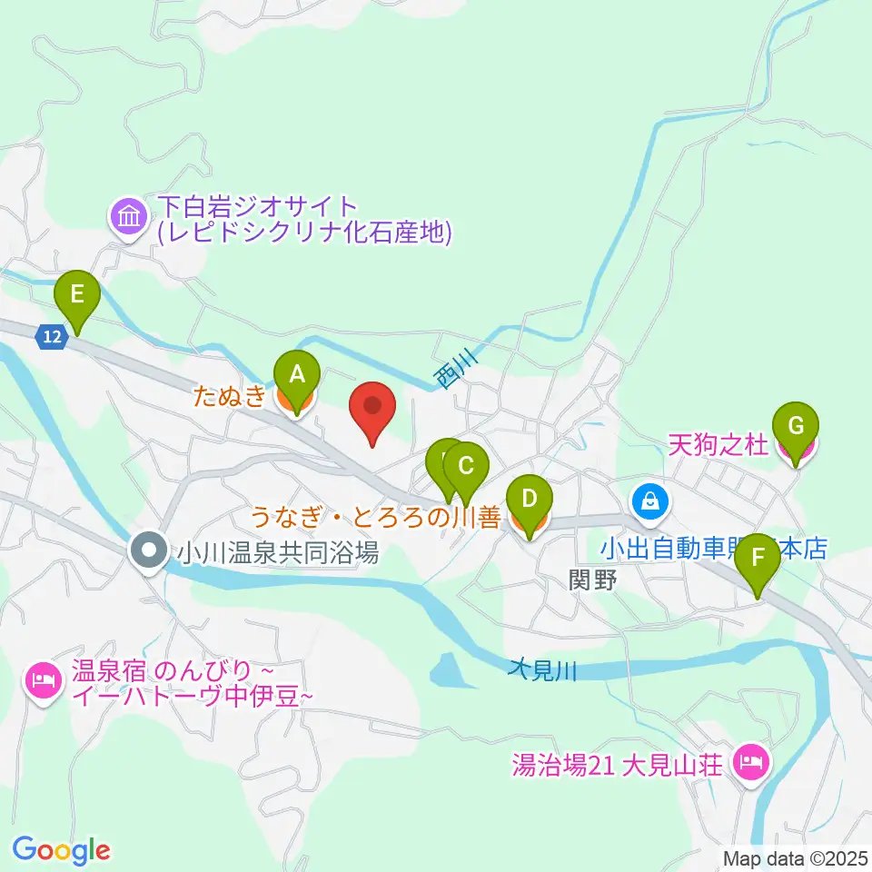 伊豆市資料館周辺のファミレス・ファーストフード一覧地図