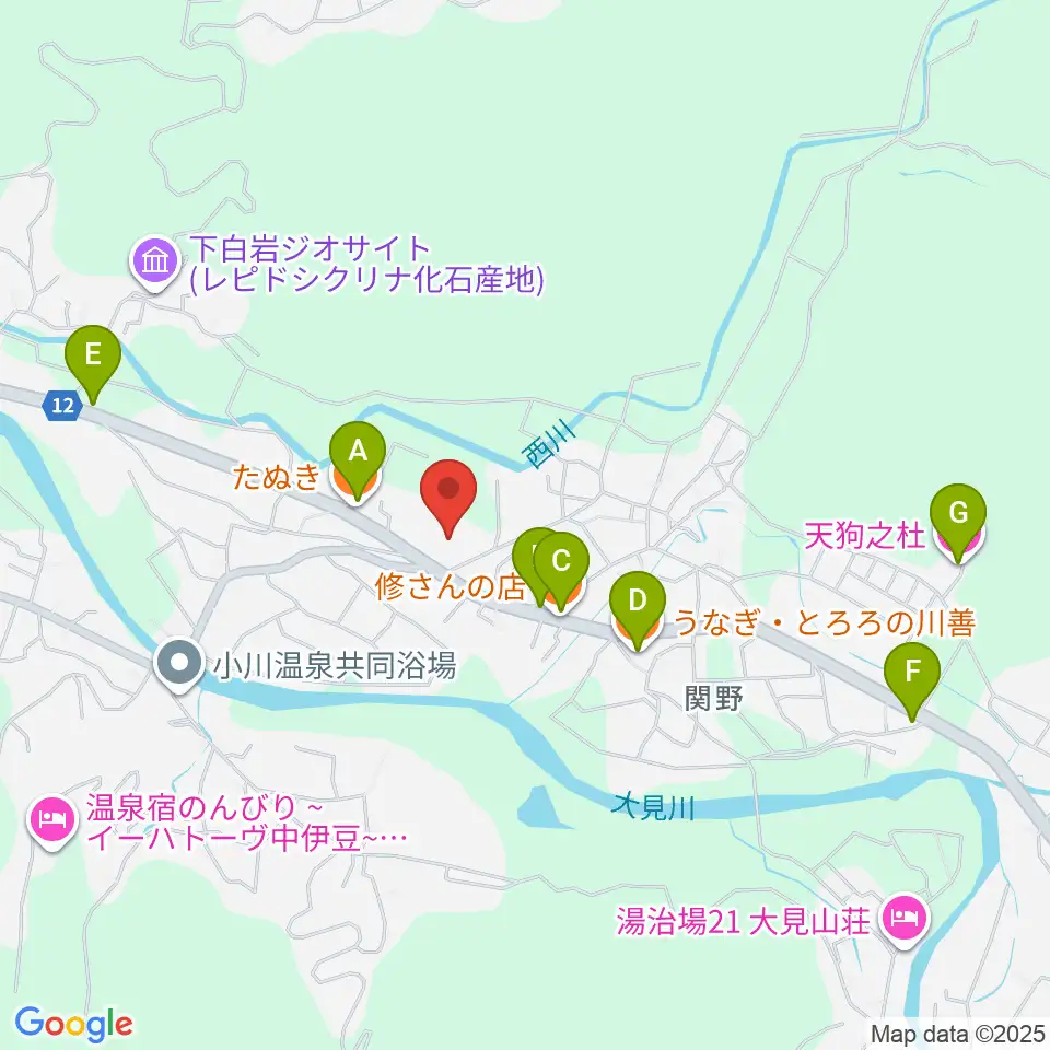 伊豆市資料館周辺のファミレス・ファーストフード一覧地図