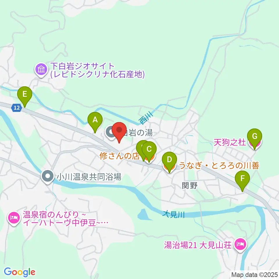 伊豆市資料館周辺のファミレス・ファーストフード一覧地図