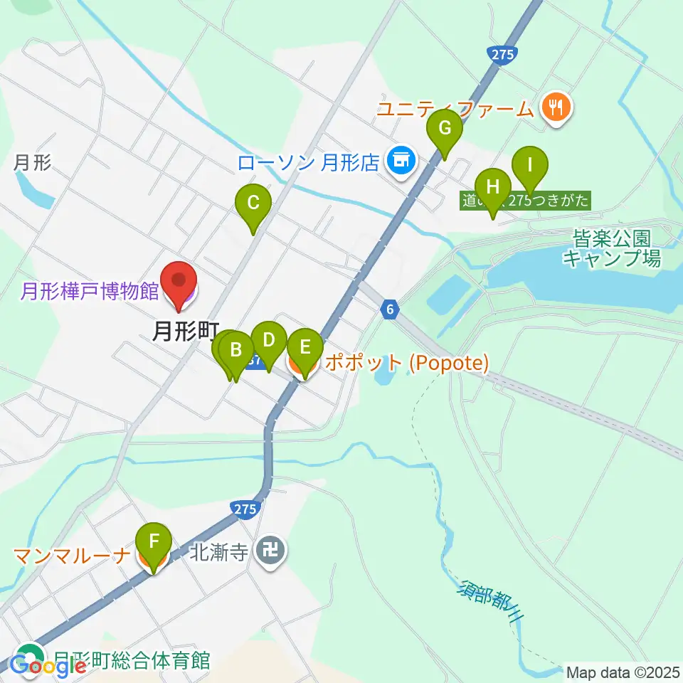 月形樺戸博物館周辺のファミレス・ファーストフード一覧地図