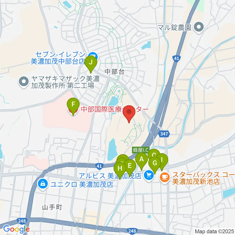 美濃加茂市民ミュージアム周辺のファミレス・ファーストフード一覧地図