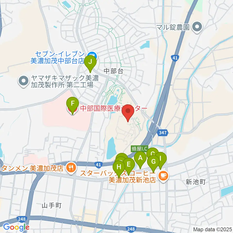 美濃加茂市民ミュージアム周辺のファミレス・ファーストフード一覧地図