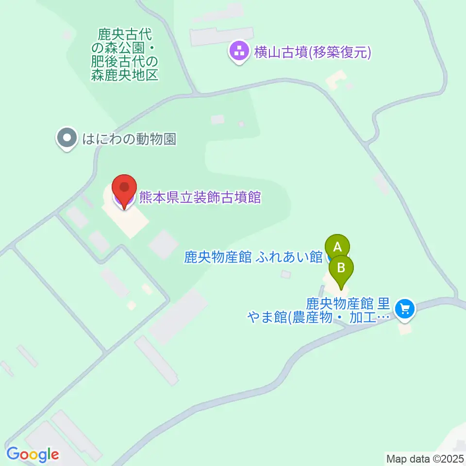 熊本県立装飾古墳館周辺のファミレス・ファーストフード一覧地図