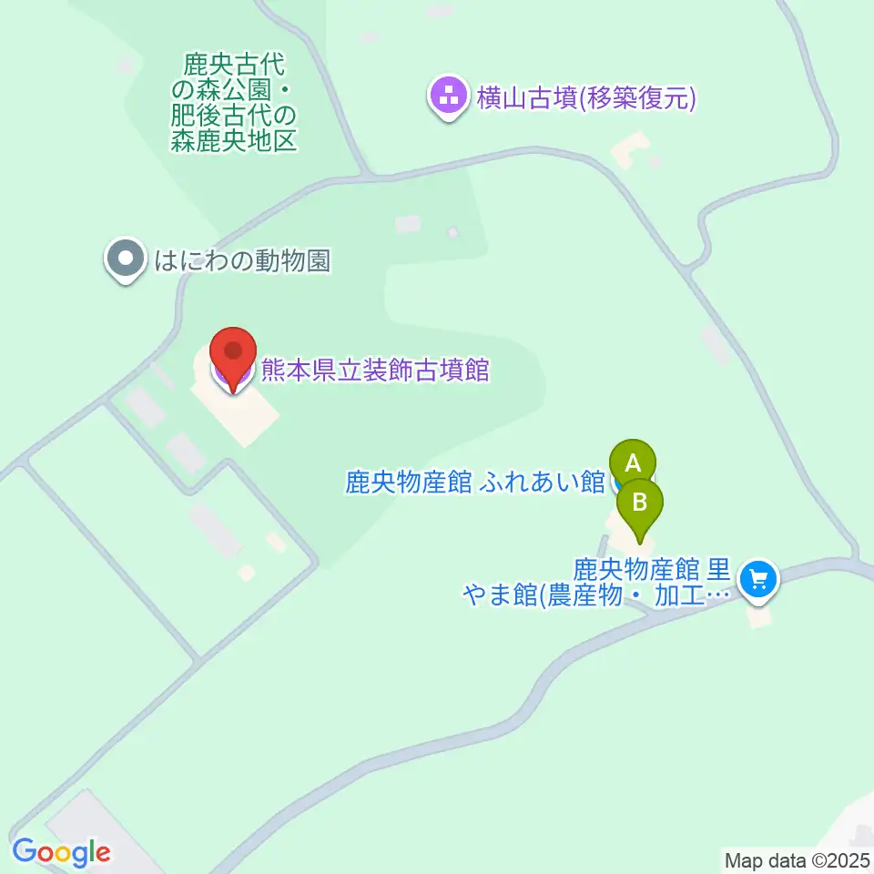 熊本県立装飾古墳館周辺のファミレス・ファーストフード一覧地図
