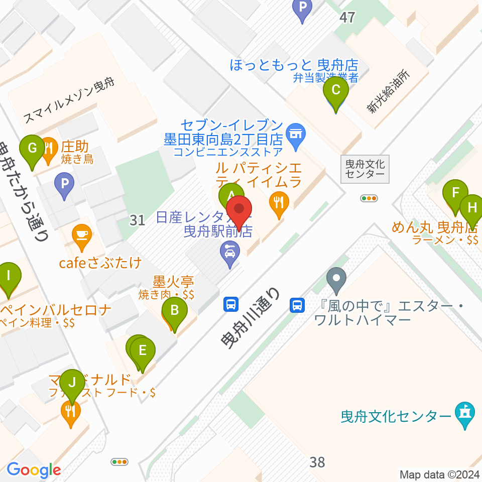 ビートウェーブスタジオ周辺のファミレス・ファーストフード一覧地図