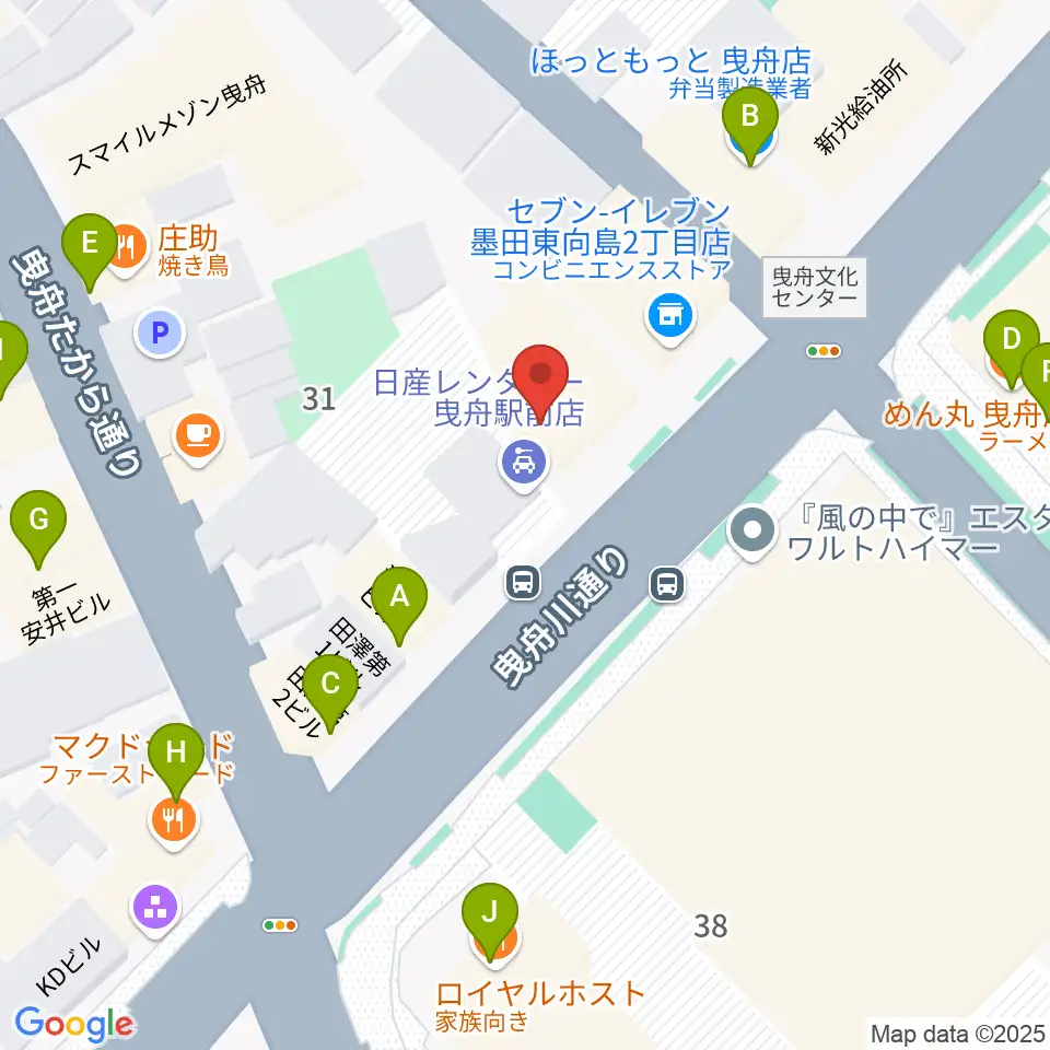 ビートウェーブスタジオ周辺のファミレス・ファーストフード一覧地図