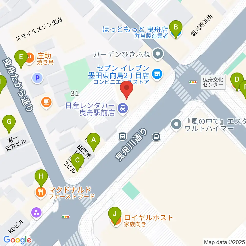ビートウェーブスタジオ周辺のファミレス・ファーストフード一覧地図