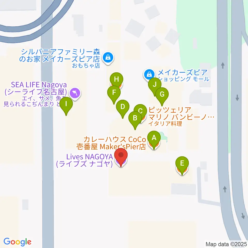 Lives NAGOYA周辺のファミレス・ファーストフード一覧地図
