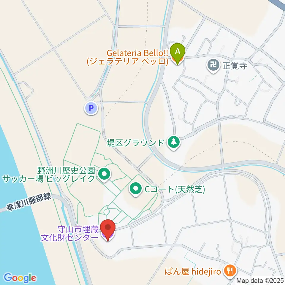 守山市埋蔵文化財センター周辺のファミレス・ファーストフード一覧地図