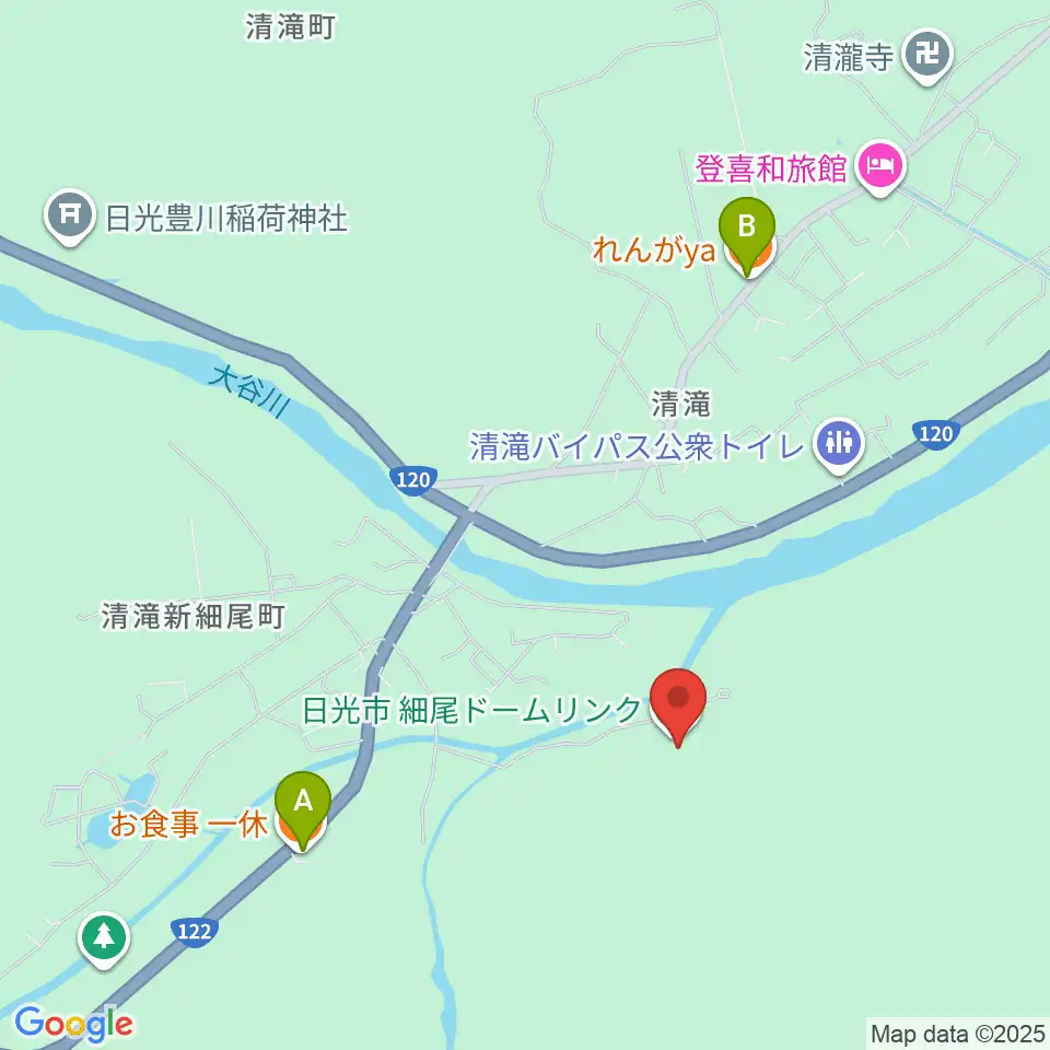古河電工細尾ドームリンク周辺のファミレス・ファーストフード一覧地図
