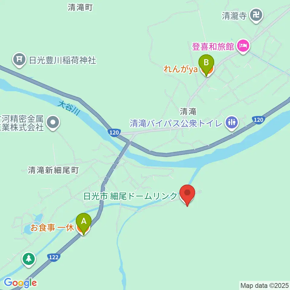 古河電工細尾ドームリンク周辺のファミレス・ファーストフード一覧地図