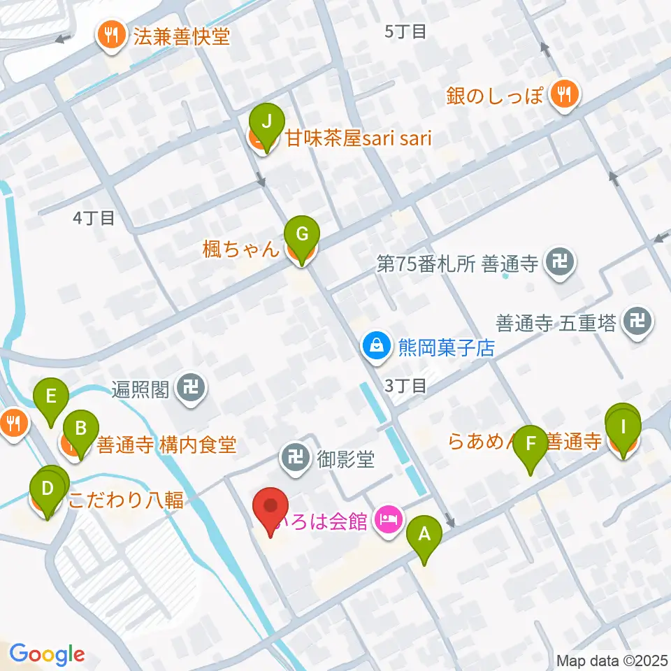 善通寺宝物館周辺のファミレス・ファーストフード一覧地図