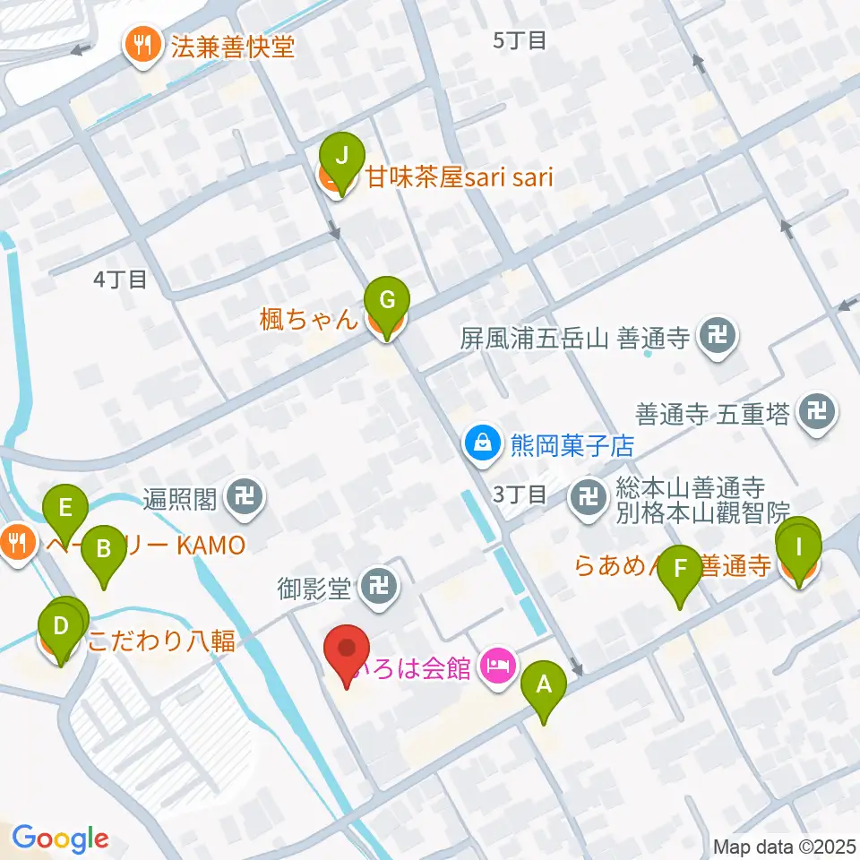 善通寺宝物館周辺のファミレス・ファーストフード一覧地図