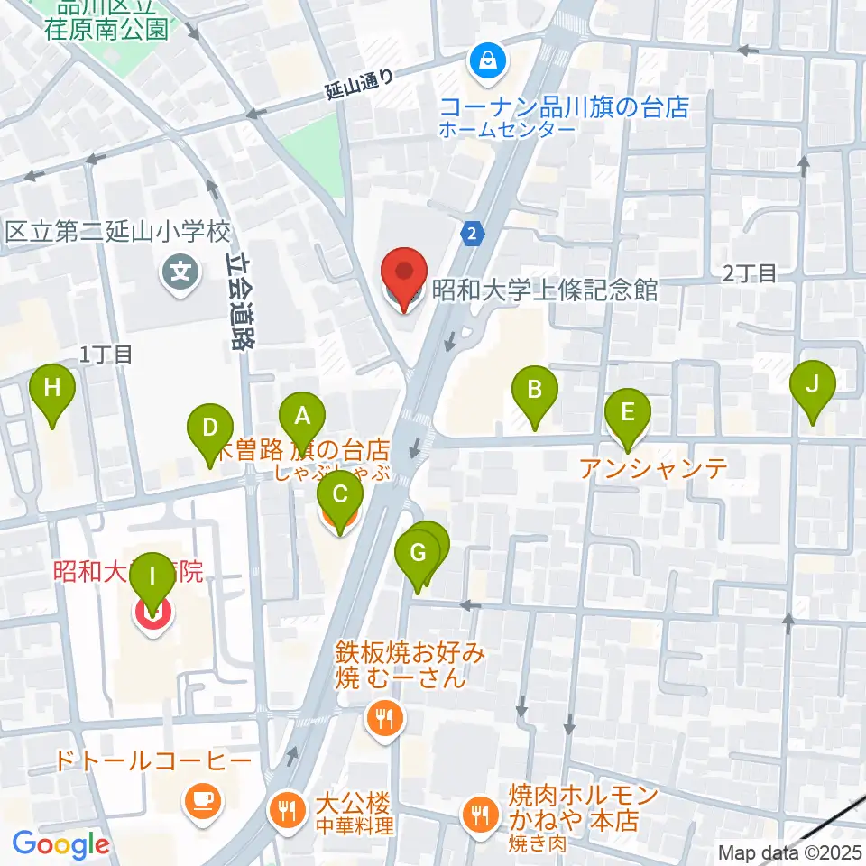 上條ホール周辺のファミレス・ファーストフード一覧地図