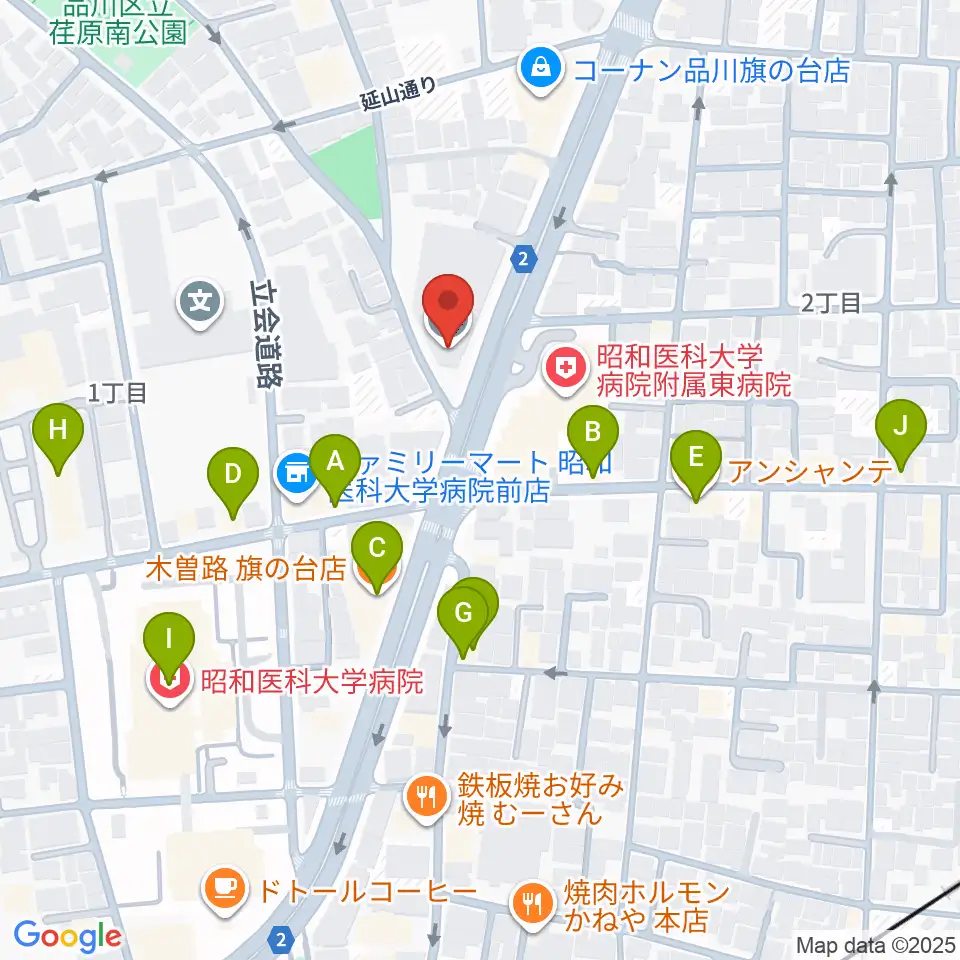 上條ホール周辺のファミレス・ファーストフード一覧地図